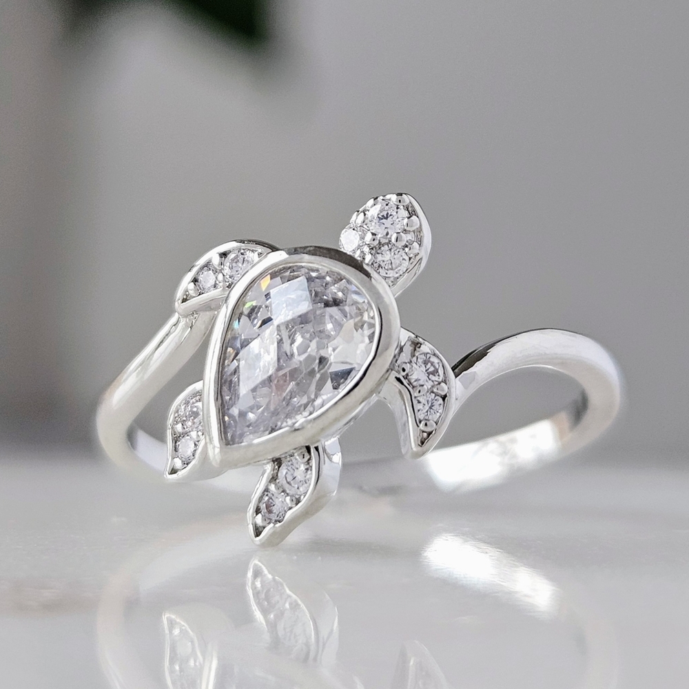 Cute Turtle pear cut gem ring, Charmed Aroma Under the Sea Collection